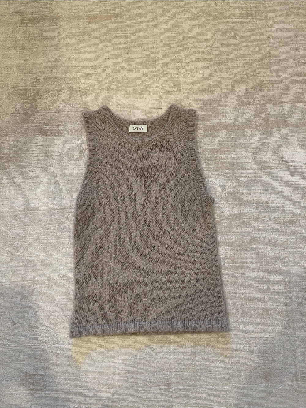 O'Tay Taupe Cashmere Knit Sleeveless Sweater Vest